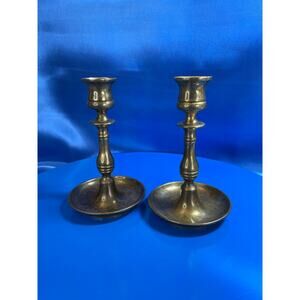Vintage Pair of Solid Brass Candlestick Holder